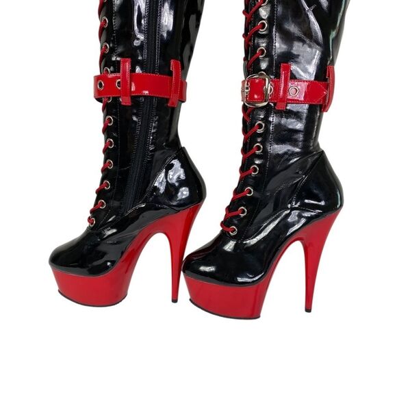 funtasma Medic 6 pleaser boots , red / black ,zip, lace up buckle - Picture 7 of 10